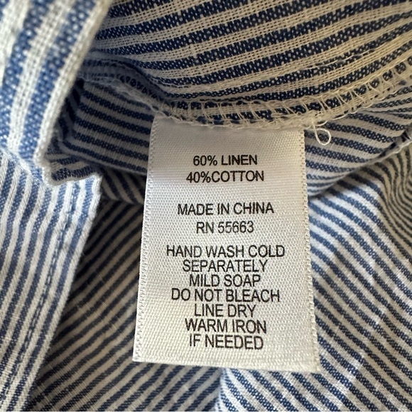 Tahari Linen Blend Stripped Button Up Lagenlook Long sleeves Shirt Size XS - Picture 9 of 10